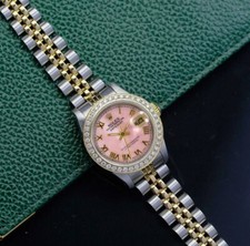 Rolex Lady Datejust Two-Tone Gold Steel Pink Mother of Pearl Roman Watch 26mm 5