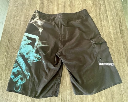 Quiksilver Board Shorts Mens Size 34 Black Blue Draw String VGC - Bild 7 von 10