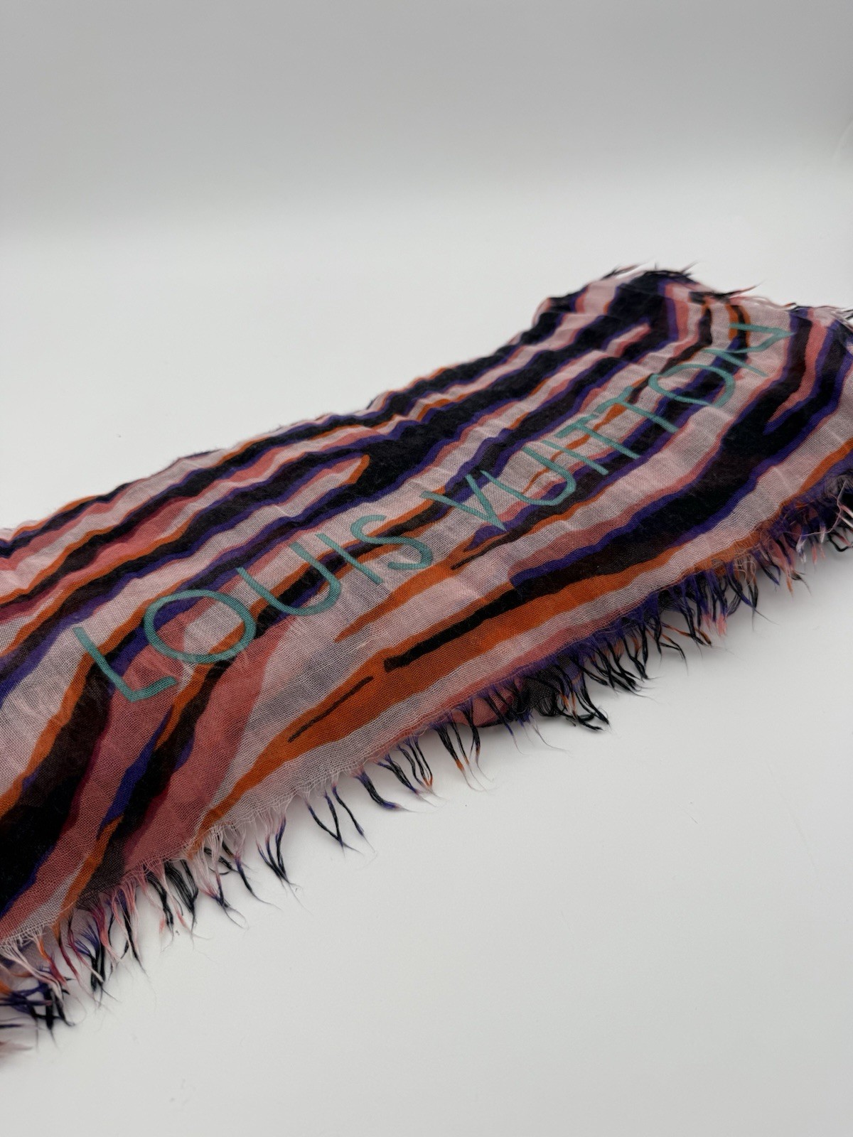Louis Vuitton Etole Zebra Print Pink Purple Orange Stunning Cashmere Scarf