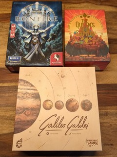 Brettspiele Sammlung/Konvolut Galileo Galilei Bonfire The Queens New Capital