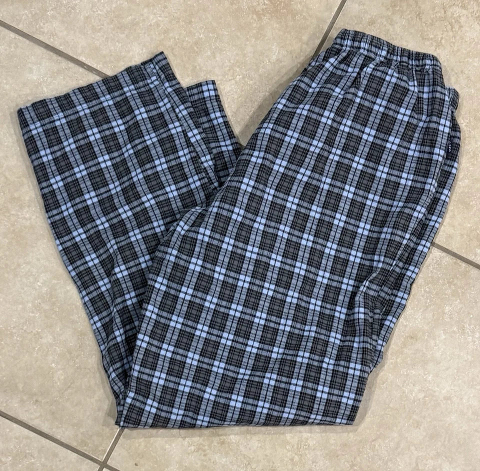 Pantalones de salón pijama de franela a cuadros azul marino antiguo para hombre talla M Foto 2 de 4
