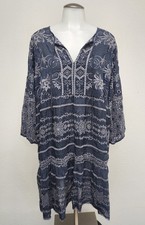 Johnny Was Tunic Dress Size Large Navy Blue