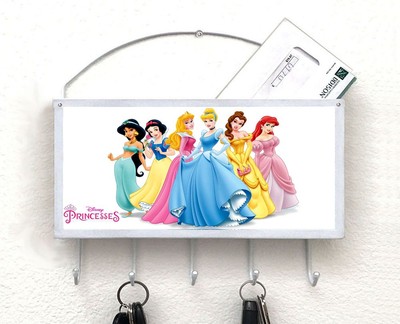 Disney Princess mailbox, mail organizer, key holder, wall mount, 6 princesses