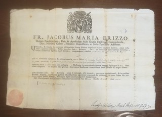 Attestato Reliquia Santa Croce 1750