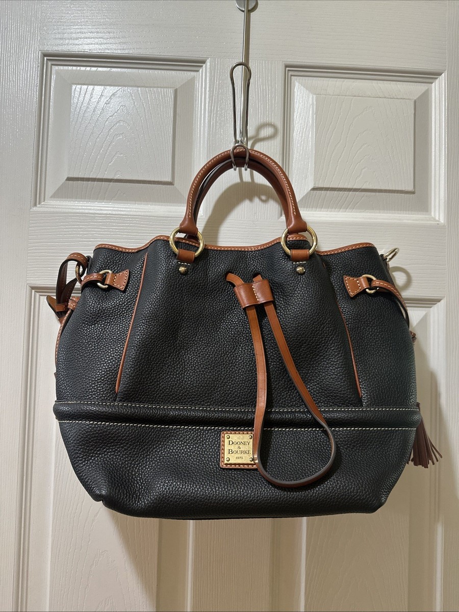 Dooney & Bourke Pebble Leather Buckley Drawstring Bag-Black-NEW
