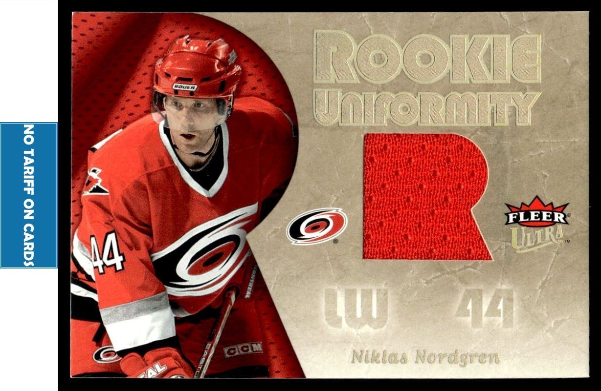 2005-06 Ultra Rookie Uniformity Jerseys Niklas Nordgren Carolina Hurricanes