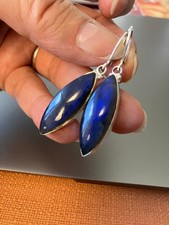 Blaue Labradorit Ohrhänger Ohrringe Marquise neu OVP Silber 925 Länge 4,8 cm