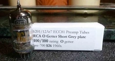 RCA 12at7 Short Black Plate O Getter strong 100/100 each side