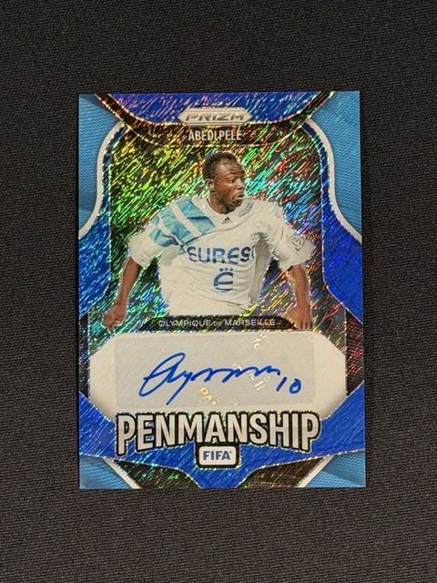 2025-26 Panini Prizm FIFA Abedi Pele Penmanship Auto Blue Shimmer FOTL SSP