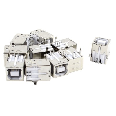 10 Pcs USB Female Type-B Jack 4-Pin Right Angle PCB DIP Socket Connector