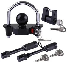 Trailer Lock Kit Keyed Alike Tongue and Hitch Pin Lock with 5/8 and 1/2 Inch 