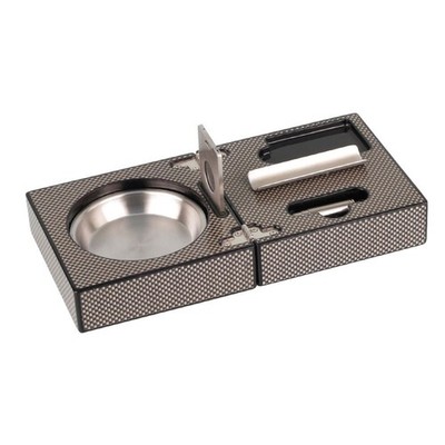 Hauser Zigarrenaschenbecher Set im Carbone Finish mit Cutter und Bohrer