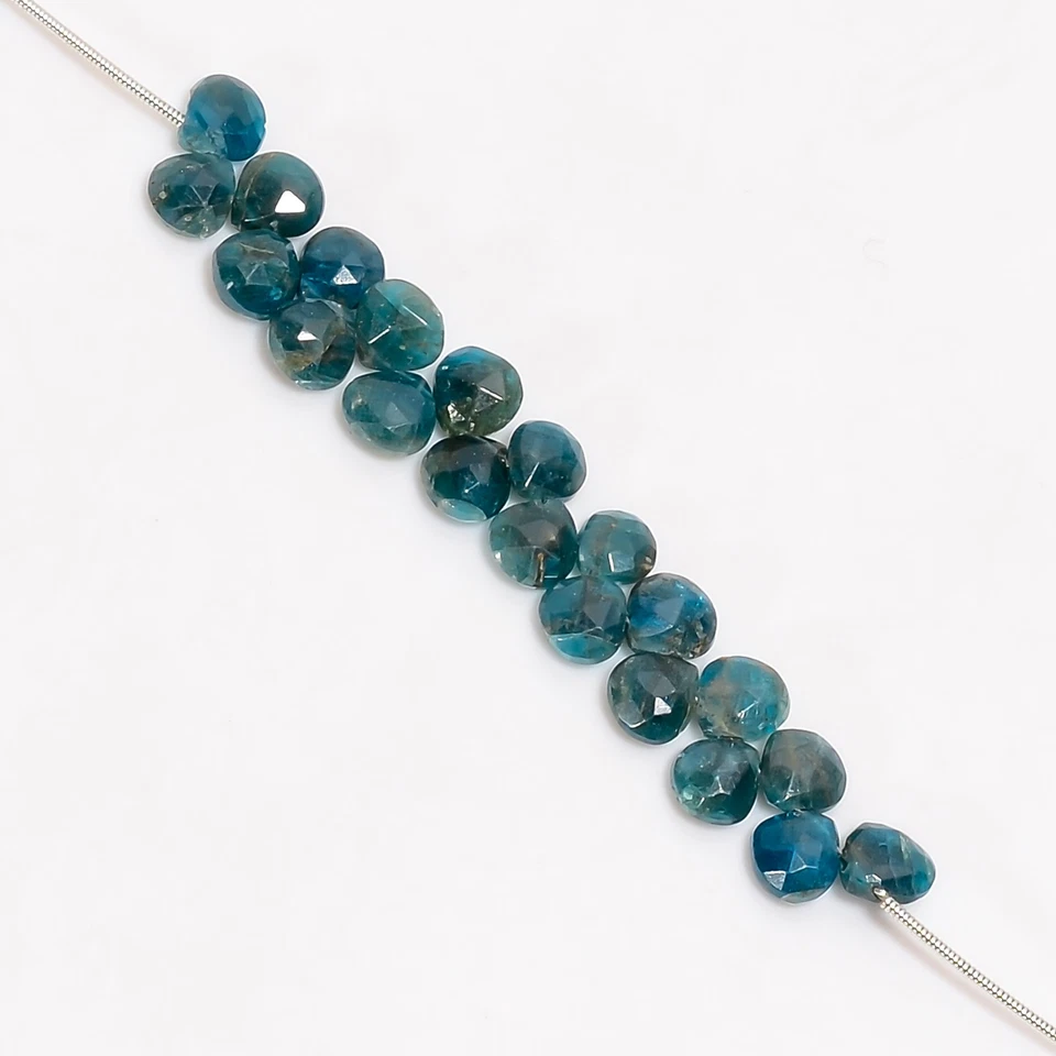 Cuentas facetadas con forma de corazón de piedras preciosas de apatita azul neón 8X8X4 mm hilo 3,75" UGB739 Foto 3 de 4