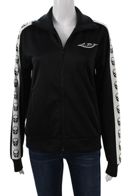 Lucien Pellat-Finet Unisex Black Skull Graphic Windbreaker Zip Polyester Size M