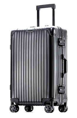Neu Ganz Aluminium schwarz Handgepäck Reise Spinner Koffer, 2 TSA-Schlösser Vollaluminium