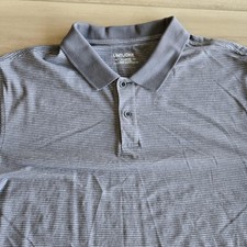 Untuckit Polo Shirt Mens XL Gray Long Sleeve Striped Collared Casual Pullover