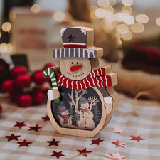 Snowman Ornaments for Christmas, Wooden Christmas LED Ornaments,Table Decorat...