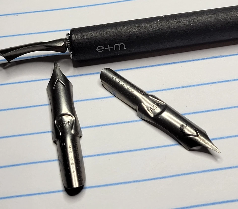 3 trozos de colección Esterbrook Jackson #442 plumillas y soporte de madera (forma de halcón) Foto 3 de 3