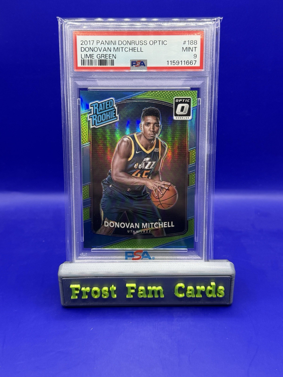 2017 Donruss Optic Donovan Mitchell Rookie RC Lime Green /175 PSA 9 Cavaliers