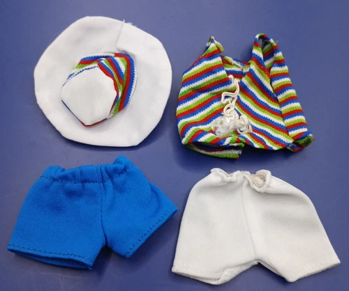 Barbie Vintage Clone Shorts Set & Matching Hat Lot 4 Red/White/Blue/Green Stripe