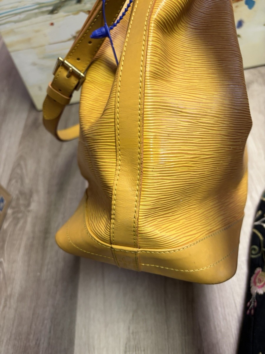 Louis Vuitton Yellow Epi Bucket Bag LV Logo Drawstring Purple