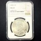 1922 P NGC MS63 Peace Silver Dollar $1 US Mint Coin 1922-P MS-63 Blast White