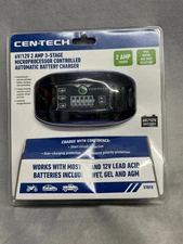 CEN-TECH 6V/12V 2A 3-Stage Automatic Battery Charger Maintainer Lead Acid 57015