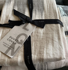 Piumino matrimoniale completo West Elm Belgian Ikat lino sfocato 2 euro shams peltro nuovo