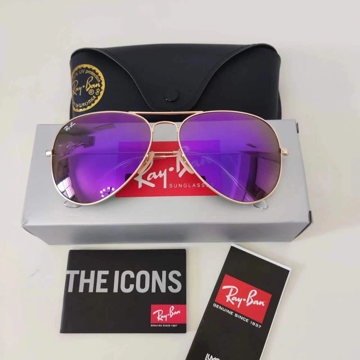 Ray-Ban Purple Mirrored Sunglasses for Men for sale | eBay display picture 2