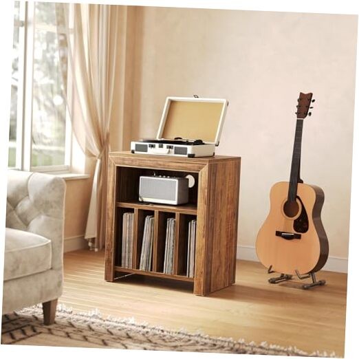 Wooden Vinyl Record Player Stand with Storage for 100+ Albums-image