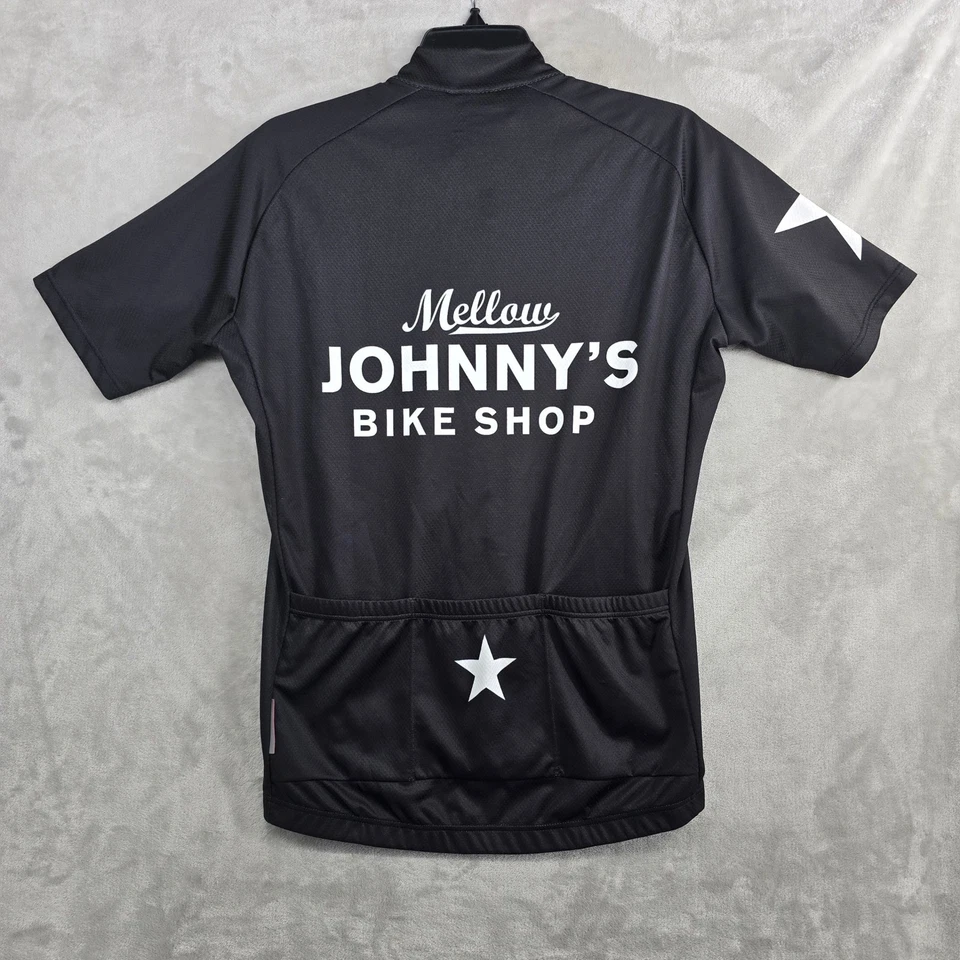 Camiseta deportiva de ciclismo Mellow Johnny's Bike Shop para hombre grande negra cremallera completa hecha en Italia Foto 4 de 4