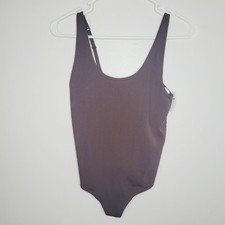 Aerie Superchill Bodysuit Brown Women's Medium Ribbed Scoop Neck Summer