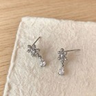 Silver Plated Sstraight Pin Clear CZ Cluster Teardrop Snowflake Dangle Earrings — photo 1