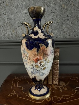 Thomas Forester And Sons Ltd viktorianische kobaltblaue handbemalte vergoldete Vase um 1891