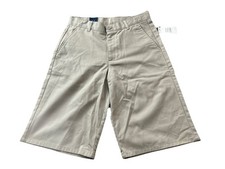 Nautica Boys Khaki Chino Short 18 Reg Beige Uniform Flat Front Adjustable Waist