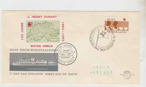Netherlands 1963 FDC Red Cross issue with Nice Red Cross Label good condition