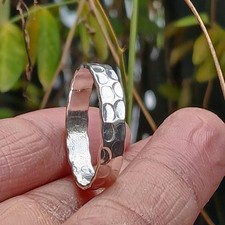 Hammered Chunky Sterling Silver Ring Rustic Unisex Wedding Band