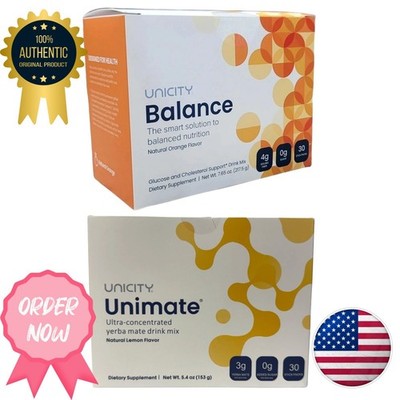 Unicity Balance & Unimate Combo Pack 30 Sticks Each Energy & Cholesterol Support