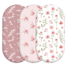 Floral Bassinet Sheets Girl 3 Pack, Breathable Cozy Fitted Mattress Sheet, El...