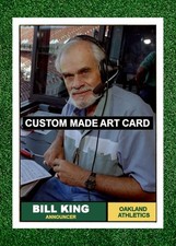 Bill King Oakland A's 1961 Style Custom Made Baseball Art Card Announcer