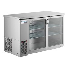 59" Stainless Steel Counter Height Glass Door Back Bar Refrigerator with LED Lig