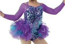 Weissman Bigger Is Better Purple Sequin Feather Bustle Leotard Dance Costume IC