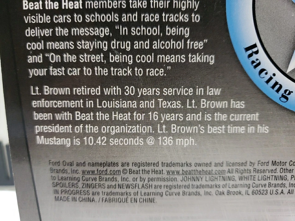 Johnny Lightning 1987 福特野马 GT Beat The Heat 限量版罕见 HTF — 第 4/4 张图片