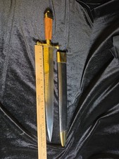 Vintage Windlass India Knife Wood Handle Leather Sheath 14" Blade