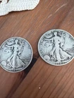 Lot Of (2) 1942 Walking Liberty Half Dollar 90% Silver