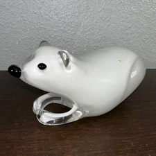 Hand Blown Studio Art Glass Heavy Polar Bear Figurine Paperweight 3.5lb 8” Long