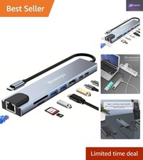 Image of 8-Port USB C Docking Station: 4K UHD Video & High-Speed Ethernet Connectivity