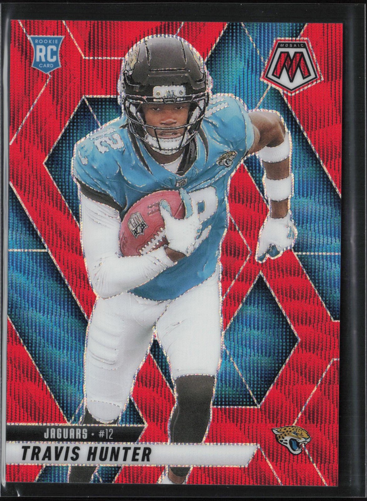 2025 Panini Mosaic #301 Travis Hunter Mosaic Red Wave #/29