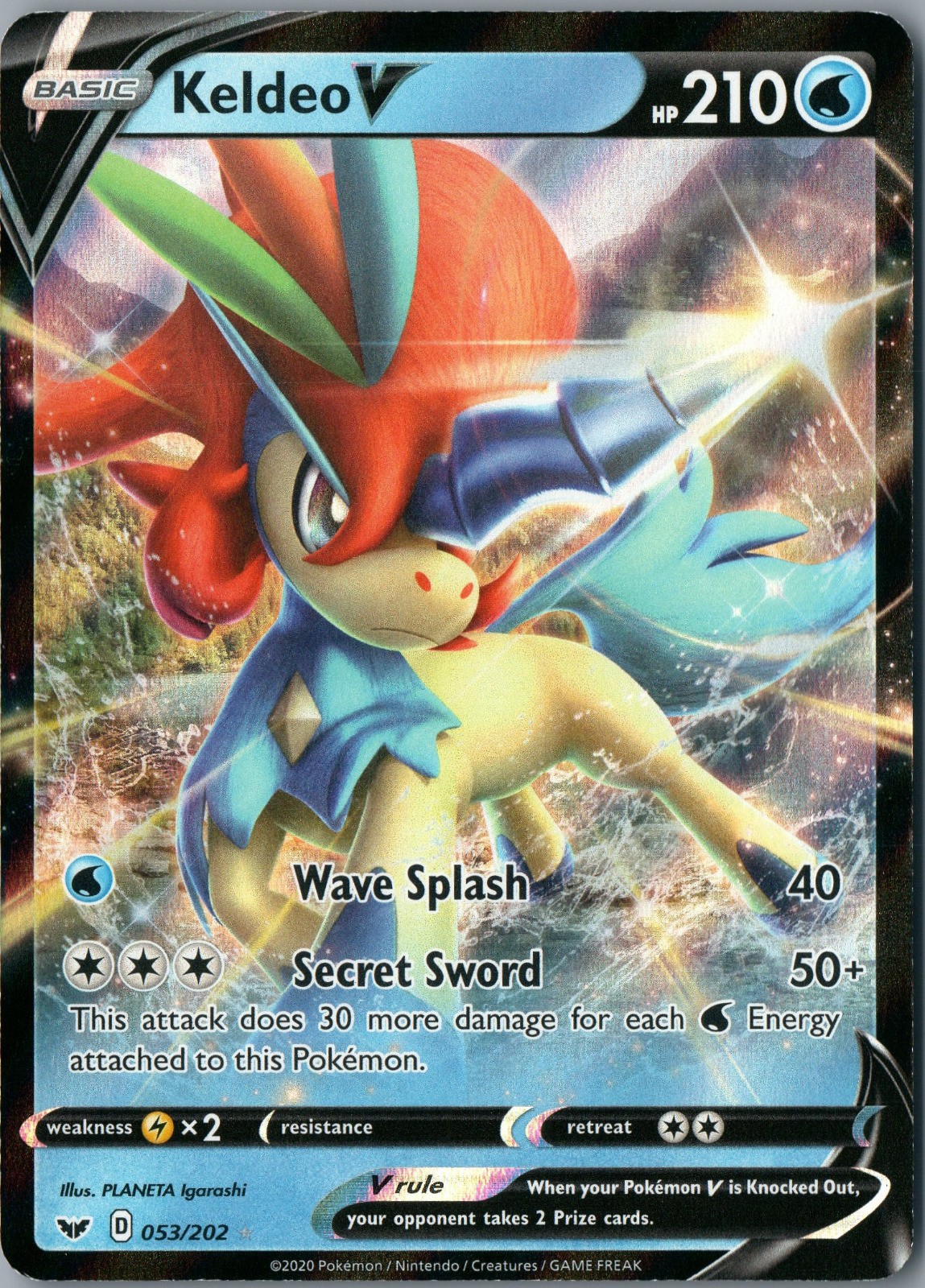 Keldeo V Ultra Rare SWSH01: Sword & Shield Base Set 053/202 NM Holo - Pokemon
