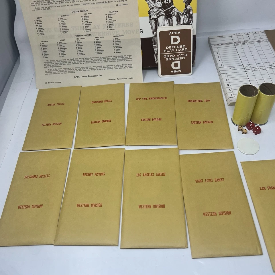 APBA NBA Pro Basketball Board Game 1965-66 NBA Player Real Stats Wilt Jerry West - Image 4 of 4